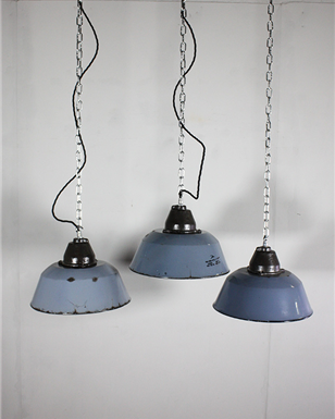 Blue Enamel Industrial Lights