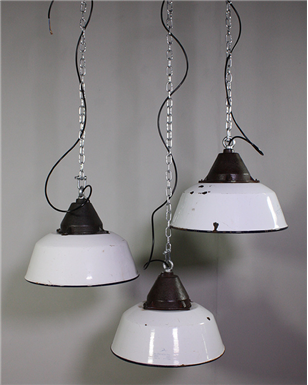 White Enamel Industrial Lights.