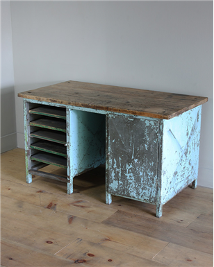 blue metal workbench