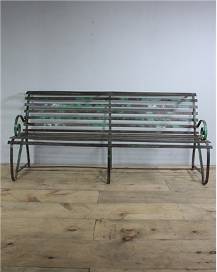 green metal bench