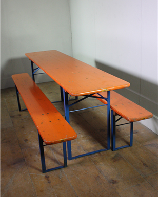 German Beer Festival Tables and Benches (Orange top with Blue legs) Oktoberfest 