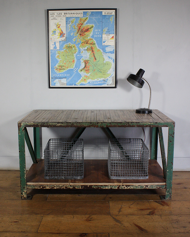 Green Industrial Worktable