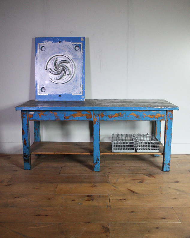 metal Topped Blue Table