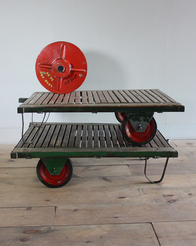 Red Wheeled Pallet Tables