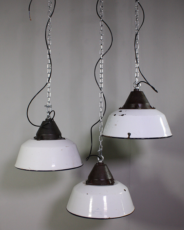 White Enamel Industrial Lights.