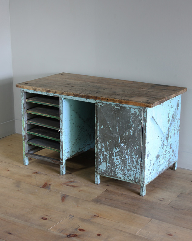 blue metal workbench