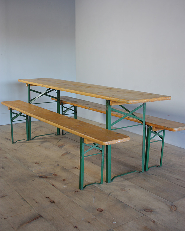 yellow beer table and bench sets