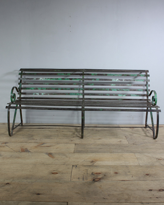 green metal bench