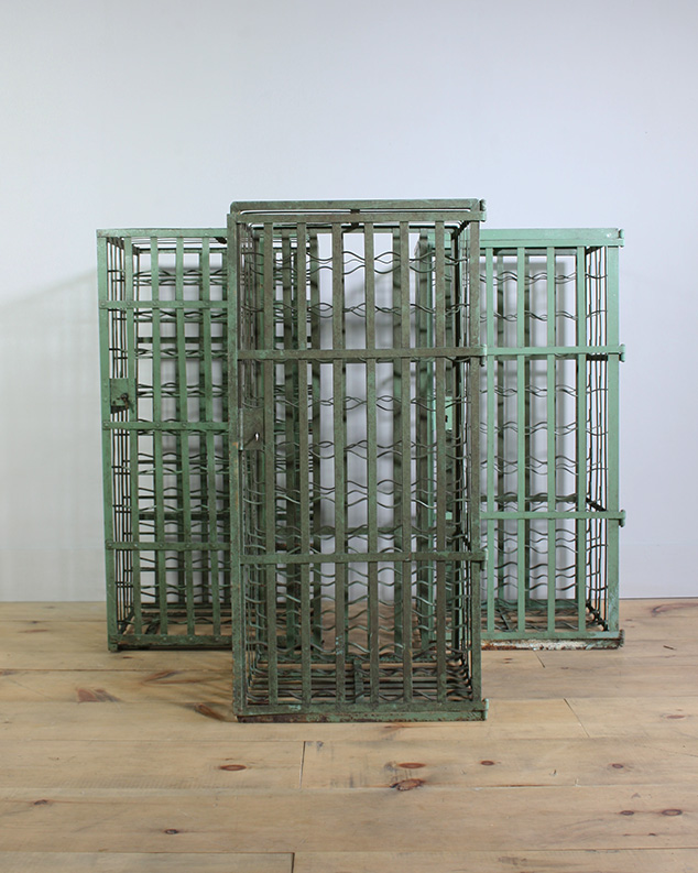 Green Metal Wine Cages.