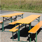 German Beer Garden Tables and Benches - Yellow with Green legs - Oktoberfest - (220cm)