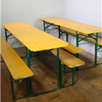 German Beer Garden Tables and Benches - Yellow with Green legs - Oktoberfest - (220cm)