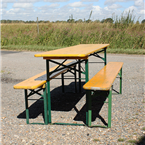 German Beer Garden Tables and Benches - Yellow with Green legs - Oktoberfest - (220cm)