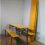 German Beer Garden Tables and Benches - Yellow with Green legs - Oktoberfest  - (220cm)