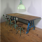 Industrial Blue Metal Legged Table