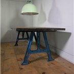 Industrial Blue Metal Legged Table