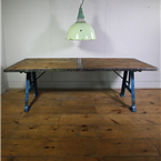 Industrial Blue Metal Legged Table