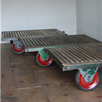 Red Wheeled Pallet Tables