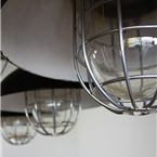 Czech Industrial Lights with Caged Glass