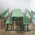 Ocktoberfest - Green - Beer Festival Table and Bench sets - with wooden backs on Benches 