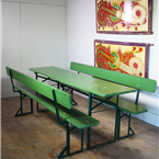 Ocktoberfest - Green - Beer Festival Table and Bench sets - with wooden backs on Benches
