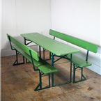 Ocktoberfest - Green - Beer Festival Table and Bench sets - with wooden backs on Benches 