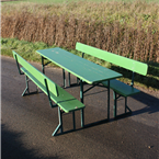 Ocktoberfest - Green - Beer Festival Table and Bench sets - with wooden backs on Benches