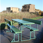 Ocktoberfest - Green - Beer Festival Table and Bench sets - with wooden backs on Benches