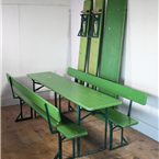 Ocktoberfest - Green - Beer Festival Table and Bench sets - with wooden backs on Benches 