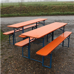 German Beer Festival Tables and Benches (Orange top with green legs) Oktoberfest 200cm