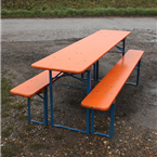 German Beer Festival Tables and Benches (Orange top with green legs) Oktoberfest 200cm