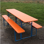 German Beer Festival Tables and Benches (Orange top with green legs) Oktoberfest 200cm