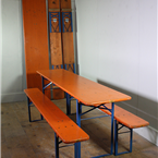 German Beer Festival Tables and Benches (Orange top with green legs) Oktoberfest 200cm